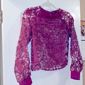 Plum sheer sleeved casual top